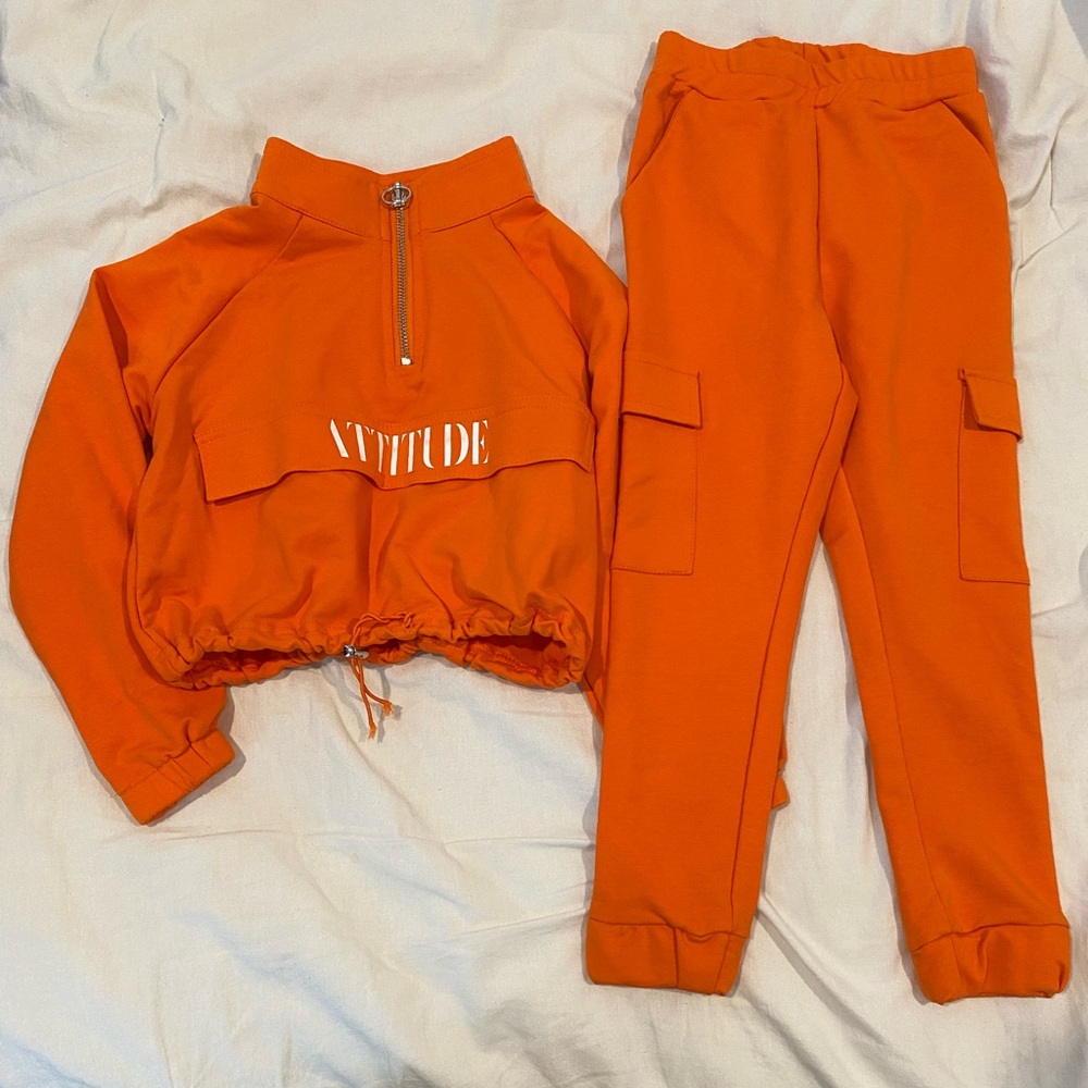 Size 4t - Attitude Girls Orange Tracksuit Set